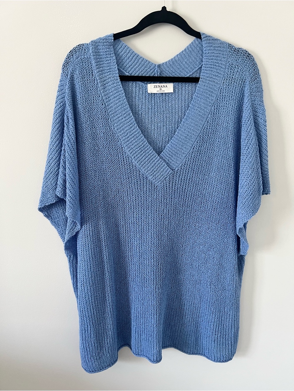 Zenana Outfitters Sky Blue V-Neck Knit Sweater
